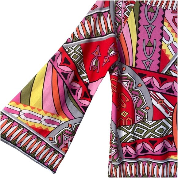 Muse Boston Proper Pink Orange Geometric Shift Drop Waist Retro Dress 12 Light - Picture 3 of 9